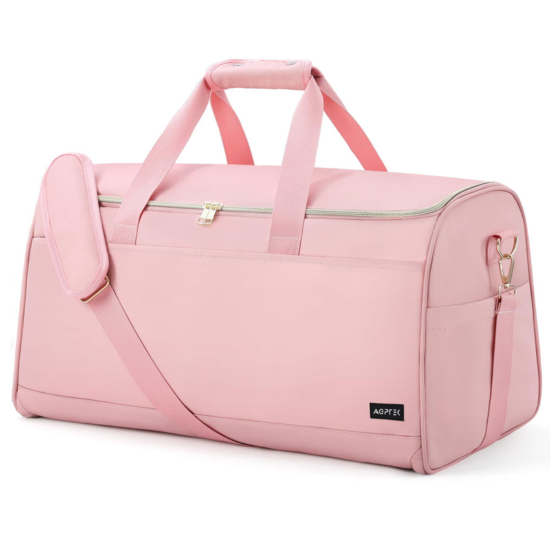 Convertible Travel Garment Bag, Carry on Garment Duffel Bag, 2 in 1 Hanging Dress Suitcase Suit Travel Bags, for Business Trips with Shoe Compartment & Multiple Pockets, AGPTEK (Pink)