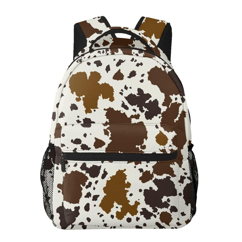 HKHEHOP Brown Cow Print Backpack For School Laptop Bags Bookbag Big Casual Daypack For Student Girls Boys Kids Teens Travel Sports Work