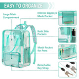 VASCHY Clear backpack for Women, Heavy Duty Transparent See Through Stadium Approved Square Backpack for Teen Girls Bookbag Schoolbag Flamingo