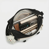 PRLINJSK Cute Messenger Bag for Teen Girls Women, Kawaii Crossbody Shoulder Purse with Pins and Stuffed Pendant Gift