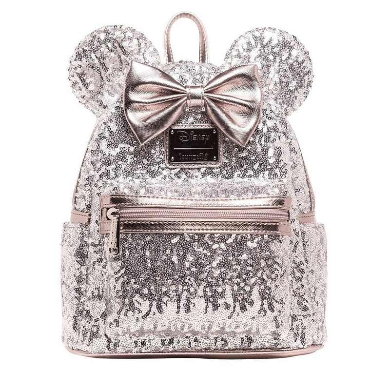 Loungefly Disney Minnie Mouse Silver Sequin Mini Backpack