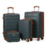 AAIVV 4 Piece Luggage Set Expandable ABS Travel Suitcase Set TSA Lock Hardshell Durable Lightweight Traveling Luggage Sets Gift for Back to School (Amy Green, 28in26in20in13in)