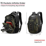 Swissdigital Design Laptop Backpack with USB Charging Port, Travel Backpack Fits 15.6 inches Computer, 31L College School Backpack for Men, Olive/Black | SD803-26