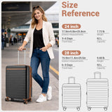 Kono 28 Inch Large Suitcase, Expandable for Long Trips, Impact-Resistant ABS+PC & Silent Wheels, Black, Lightweight Hardshell Luggage, Smooth Rolling Spinner Suitcase for Travel，Black/Brown
