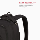 SwissGear 1186 Special Edition 13” Laptop Backpack Black – Compact Tech Bag with Reflective Accents – Multiple Organizer Pockets with Bungee Cords & D-ring Attachment Point