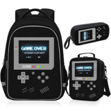TILYTADLY School Backpack for Boys - 3pcs Gamer Boys Backpack with Lunch Box Set for Kids Children Teens Elementary Middle School - Students Bag Ages 6-18,17″ Video Game Bookbag Travel Back Pack