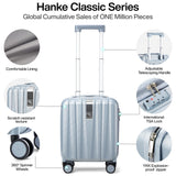 Hanke 14 Inch Underseat Carry On Luggage with Wheels Hard Shell Suitcases Carry On Bag Lightweight Small Mini Suitcase Travel Luggage for Travel（Gray）