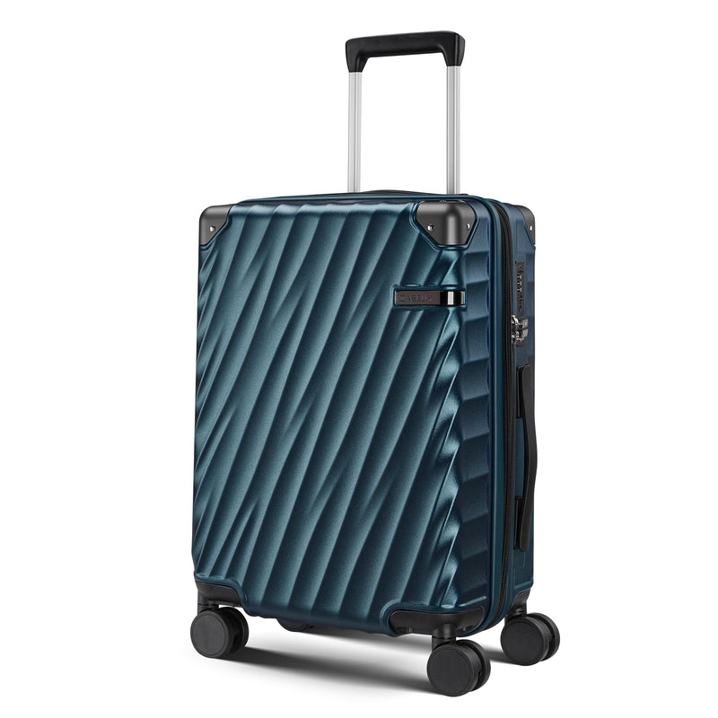 CASELLY Carry On Luggage, PC Hardside Expandable Luggage with Spinner Wheels,Lightweight 20 Inch Suitcase with TSA Lock,YKK Zippers,Charcoal Metallic (Navy) ﻿