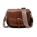 AFKOMST Crossbody Bags for Women,Small Saddle Purse and Boho Cross Body Handbags,Vegan Leather, Brown Guitar Strap