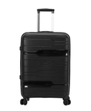 Rockland Linear 3-Piece Hardside Spinner Wheel Luggage Set, Black, 3-Piece Set (19/23/27)