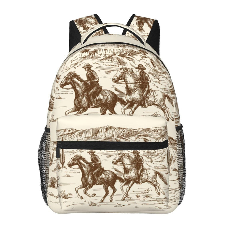 UEQIKI Western Desert Cowboy Lightweight Travel Backpack With Zipped Front Pocket Printed Laptop Bag Fashion Casual Daypack For Work, Hiking, Camping Unisex