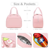 abshoo Lunch Bag for Women Girls Reusable Tote Lunch Bags Insulated Lunch Bag for School Work Picnic Travel (Pink)