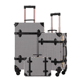 UNIWALKER Vintage Luggage Set of 3, Retro Spinner Trunk with Combo Lock for Women, Cute Designer Travel Suitcase Set with Train Case (26