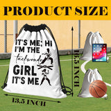 Lightweight Drawstring Sport Bag, Martial Arts Bag - Hi I'm the Taekwondo Girl, Taekwondo Practical Drawstring Backpack, Quick-drying and Moisture-proof Cinch Bags for Gym, Sports, Training 083