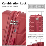 Ningering Wine Red 3 Piece Luggage Set, ABS Hardshell Suitcase with Spinner Wheels, Travel Carry on Suitcases with Combination Lock, 20/24/28 Inch (WINE RED)