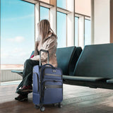 KROSER Softside Expandable Carry On Luggage with Front Business Pockets，20 Inch Suitcases with Spinner Wheels & Built-in TSA Lock, Durable Suitcase Rolling Luggage with USB Port, Navy
