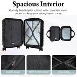 Luccalily 2-Piece ABS Hard Shell Lightweight Carry-On Luggage Set (14" & 20"), 360-Degree Spinner Wheels, Adjustable Telescopic Handle and Combination Lock for Travel, Black