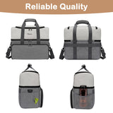 Mancro Dual Layers Dog Travel Bag, Pet Travel Bags with 2 Extra Large Food Containers, 2 Collapsible Dog Bowls, Multi-Pockets Tote Organizer for Pet Supplies, Road Trip Essentials, Weekend Camping