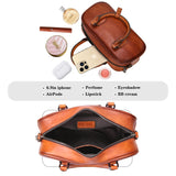 HESHE Genuine Leather Crossbody Bags for Women Boston Vintage Top Handle Purses for Ladies Barrel Satchel Handbags with Adjustable Shoulder Strap (Brown)