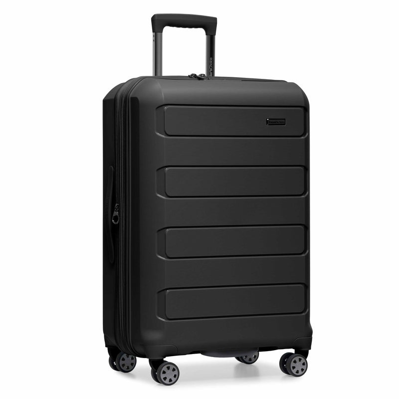 Traveler's Choice Pagosa Hardshell Expandable Luggage with Spinner Wheels, Black, 26-Inch Medium