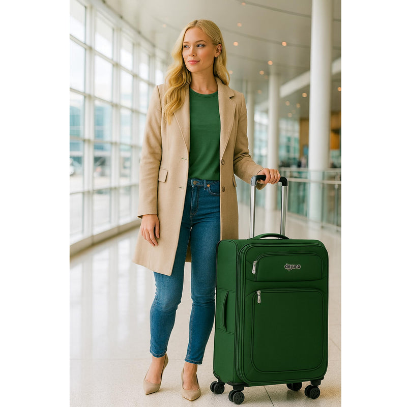 World Traveler Dejuno Cirrus 3-Piece Lightweight Expandable Spinner Luggage Set - Green