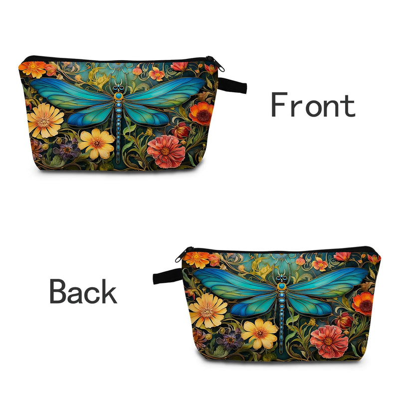 MoCaliduccious Dragonfly Print Women Makeup Bag Outdoor Portable Cosmetic Bag Toiletry Kit Travel Organizer