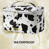 KITENROM Makeup Bag Portable Travel Cosmetic Bag with Brush Holder，Waterproof Make Up Bag For Women with Handle Print Cow