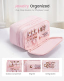 LOVEVOOK Travel Makeup Bag,Large Open Flat Tolietry Bag for Women,Waterproof Portable Cosmetic Pouch,Double Layer Quilted Makeup Bag Organizer With Handle,Travel Essentials,Gift for Her