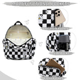VASCHY Small Backpack for Women, Cute Mini Lightweight Nylon Travel Backpack Purse for Teen Girls Plaid Daisy