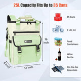 Backpack Cooler for Women, AYAMAYA Stylish 35 Cans Leakproof Soft Cooler Backpack, Waterproof Insulated Lunchbox Shoulder Bag Keeps Cold for Up to 18 Hours for Camping, Beach, Work, Picnic, Green
