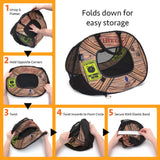 SportPet Designs Pop Open Cat Carrier, Soft-Sided Collapsible Travel Carrier for Cats up to 15 lbs, Lightweight Portable Design with Mesh Ventilation & Secure Zippers, Patterned Live Cat