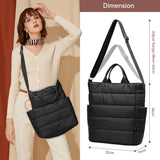 KALIDI Quilted Tote Bag, Puffer Hobo Bag Anti Splash Crossbody Zipper Gym Bag Large Casual Travel Work Daily Women, Black