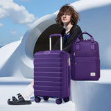 LARVENDER Luggage Sets 3 Piece, Hardside PP Carry On Suitcase with 360° Spinner Wheels TSA Lock Luggage Sets for Women, Grape Purple