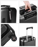 Carry On Luggage 22x14x9 Airline Approved, FLO5 Expandable Polycarbonate Suitcase with Front Pocket (FX-Core, Brown-Black, 20 Inch)