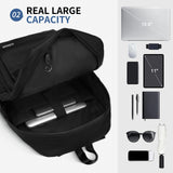 SUIKIHUM Nylon Backpack for Men & Women, Water-Resistant Everyday Backpack with 15.6" Laptop Compartment, Anti-Theft Pocket & Luggage Strap, Black