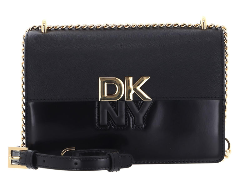 DKNY Women's Handbags Flap,Black/Gold,1SZ