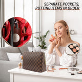 kancehinage Checkered Makeup Bag, 2 Pcs Portable Leather Cosmetic Bag, Travel Toiletry Bag for Women, PERFECT for Christmas, Birthdays, Valentine’s Day