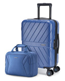 BAGSMART 2 Piece Luggage, 20 Inch Carry On Suitcase with Spinner Wheels, Polycarbonate Material, Blue