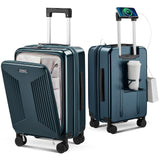 CASELLY Carry on Luggage Top opening Suitcases, Expandable with Cup Holder and USB Charging Port,Lightweight with Front Pocket Rolling Suitcases with Spinner Wheels