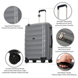 GinzaTravel PP material 3-piece expandable luggage sets with Spinner Wheels， Suitcase with TSA Lock，Large Luggage for Family Travel carry on 20/24/28，Grey color