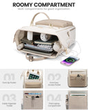 LOVEVOOK Laptop Backpack for Women 15.6 Inch, Travel Backpack with USB Charging Port Large Capacity Laptop Bag, Waterproof Bag for Business College Airline Approved Work Backpack(Beige)