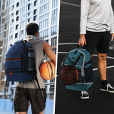 MIER Basketball Backpack Bags Sports Gym Backpacks with Shoe Compartment and Ball Holder for Adult Men Large Soccer Volleyball Football Equipment Gear Bag,Dark Blue