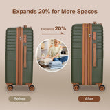 Romswi 22x14x9 Airline Approved 21in Carry On Luggage,Expandable Carry On Hardshell Suitcase for 20% More Space, Lightweight Hardside CarryOn withYKK Zipper,Scratch-Resistant Olive Green