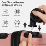 Kono 15'' Underseat Carry On Luggage Airline Approved, Anti-Scratch PC+ABS Hardshell Carry on Suitcase with Smooth Spinner Wheel, Lightweight Overnight Carry on for Short Travel, Nude/Rose Pink
