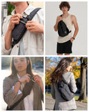 WATERFLY Crossbody Sling Backpack Sling Bag Travel Hiking Chest Bag Daypack (Black)