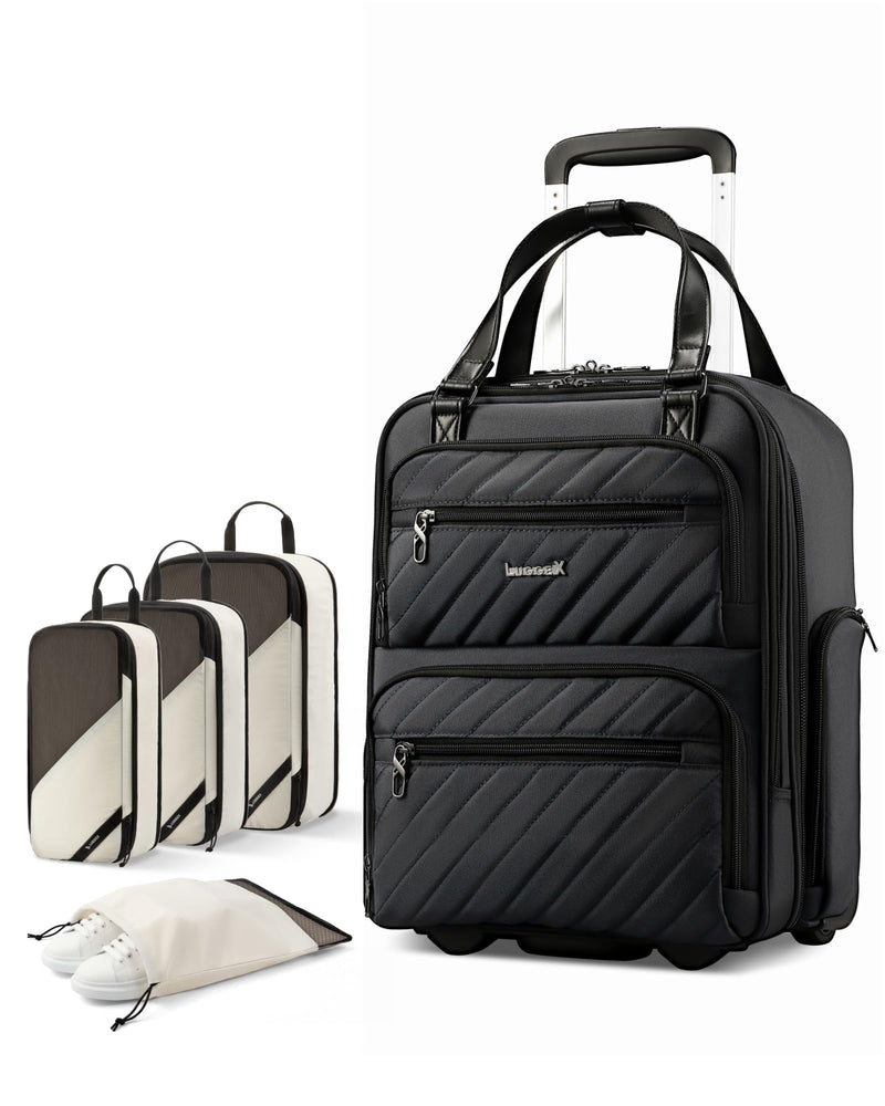 LUGGEX Underseat Carry On Luggage and 4 Set Packing Cubes Bundle – Travel Essentials