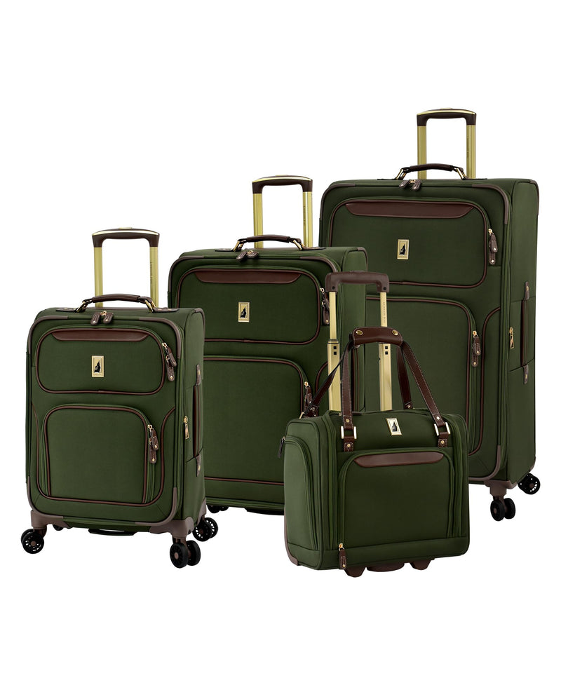 London Fog Nottingham 4 Piece Softside Luggage Set (USB, 20, 25 & 29), Olive Chestnut