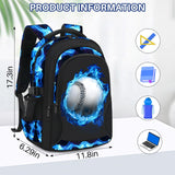 ZHIMEBYE Kids Backpack for Boys - Baseball Boys Backpacks for Kids Teens Elementary Middle School, 17″ Large Capacity Students Bookbag, Perfect for Travel and School