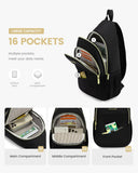 LOVEVOOK Sling Bag for Women, Sling Backpack Crossbody Bags Convertible, Small Diaper Bag Hiking Daypacks Water-resistant, Travel Shoulder Bag Chest Bag, Black