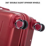 Ningering Wine Red 3 Piece Luggage Set, ABS Hardshell Suitcase with Spinner Wheels, Travel Carry on Suitcases with Combination Lock, 20/24/28 Inch (WINE RED)